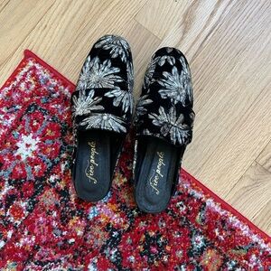 Free People brocade velvet At Ease slip on mules